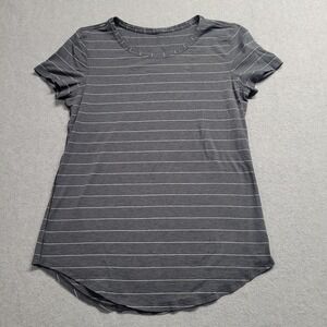 Lululemon Top Love Crew Short Sleeve T-Shirt Women's S/M Gray‎ Striped Crew Neck